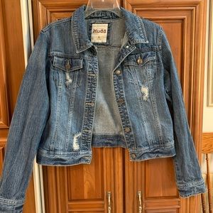 Distressed Mudd Denim Jacket - Cropped